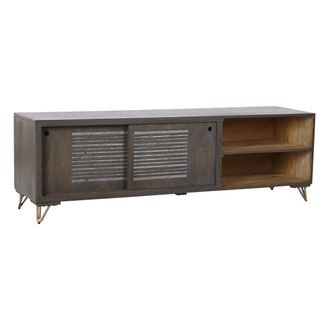 DKD Home Decor Mueble De Tv - Moderno - Mango - Metal - 160 Cm - 2 Puertas - Marr&oacute;n
