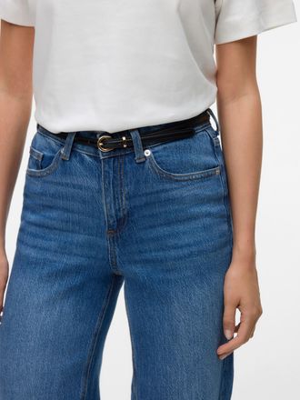 Vero Moda Tailleng&uuml;rtel VERO MODA VMKATJA COATED BELT 2-PACK NOOS, Damen, Gr. 80, schwarz pack:cognac, Materialmix, unifarben, G&uuml;rtel Tailleng&uuml;rtel