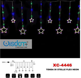 Trade Shop Trade Shop - Tenda Luminosa Natalizia Stelle Neon Luce Multicolor Fissa 8 Giochi Luce Xc-4446
