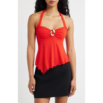 Princess Polly Attina Hardware Detail Halter Top in Red at Nordstrom, Size 10
