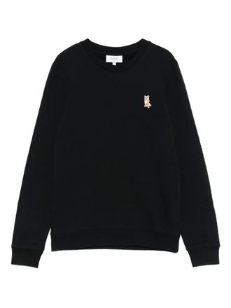 Maison Kitsuné fox-embroidered sweatshirt - women - Cotton - S - Black