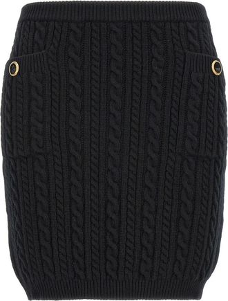 Alessandra Rich Button Skirt - Dames - Korte rokken - Zwart - 2XS - Wol - Rokken