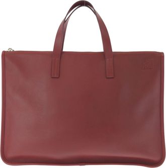 Loewe Red Color Leather Briefcase (Pre-Owned)
