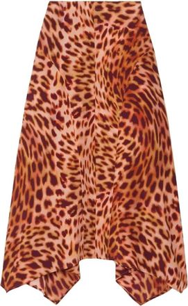 Stella McCartney Zijden Jurk met Zakdoekzoom - Dames - Midirokken - Oranje - S - Rokken