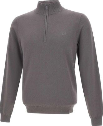 Sun 68 Half Zip Sweater - Heren - Coltruien - Grijs - S - Katoen - Truien & Vesten