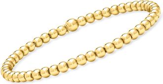 RS Pure by Ross-Simons Italian 4mm 18kt Gold Over Sterling Bead Stretch Bracelet