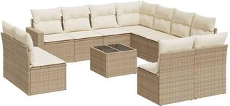 vidaXL Set De Sof&aacute;s De Jard&iacute;n 12 Pzas Y Cojines Rat&aacute;n Sint&eacute;tico Marr&oacute;n Vidaxl