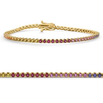 Pompeii3 14k Yellow Gold Ombre Round Cut Rainbow Womens Tennis Bracelet 7 Size: 7