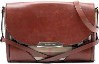 Burberry Pre-owned Burberry Leather and House Check Canvas Bridle Abbott Crossbody ITEFFEPI14SCA