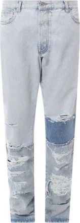 Heron Preston Katoenen Jeans met Logopatch - Heren - Slim Fit Jeans - Blauw - W31 - Katoen - Jeans