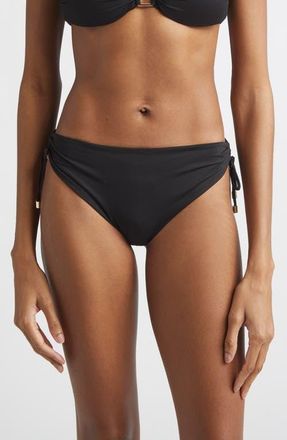Max Mara Sandra Ruched Bikini Bottoms in Black at Nordstrom, Size X-Large