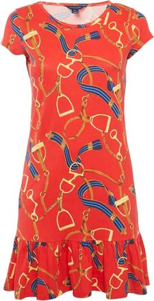 Polo Ralph Lauren Jurk met ruches en ruiterprint - Rood