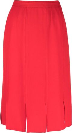 Saint Laurent 1980s slit detailing straight-cut skirt - women - Wool/Viscose - 42 - Red