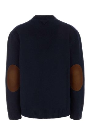 Prada Virgin Wool Crew Neck Sweater - Navy