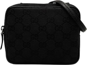 Gucci Pre-owned Mini Bags, female, Black, Size: ONE SIZE Pre-owned Canvas Crossbody Bag