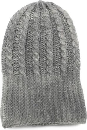 Avant Toi Handgeschilderde Kasjmier Gevlochten Muts met Hoge Rand - Dames - Hoeden - Groen - ONE Size - Kasjmier - Accessoires