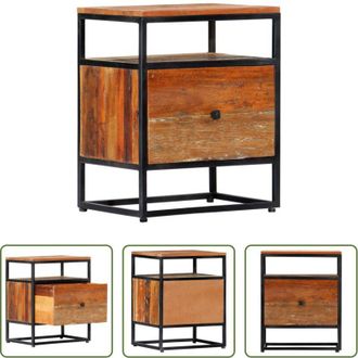 vidaXL Comodino in legno massello - Comodino 40x30x50 cm in Legno Massello di recupero e Acciaio