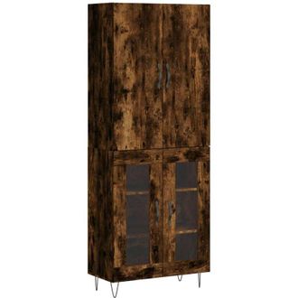 vidaXL Aparador Alto Madera Contrachapada Roble Ahumado 69,5x34x180 Cm Vidaxl