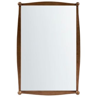 Beliani Espejo De Pared Con Marco De Madera De Paulownia Decorativo De Estilo Escandinavo Marr&oacute;n Torteron
