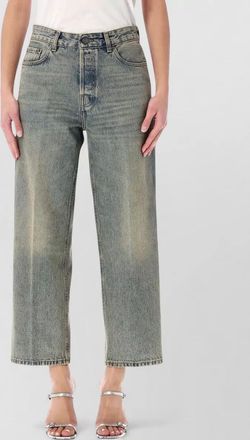 Haikure denim high-rise straight-leg cropped trousers