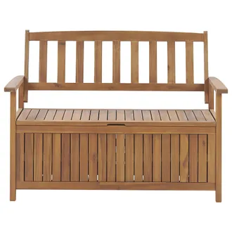 Beliani Beliani - Banco De Jard&iacute;n Con Almacenaje De Madera Maciza De Acacia 2 Plazas 120 Cm Color Claro Sovana