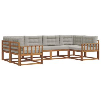vidaXL Conjunto De Sof&aacute;s De Exterior 6 Pcs Gris Natural Y Claro Vidaxl
