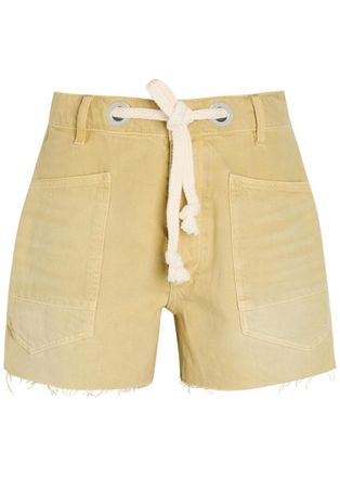 Free People Moxie Drawstring Denim Shorts - Yellow - 27 (W27 / UK8-10 / S)