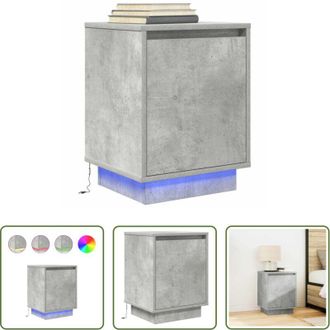 vidaXL vidaXL Comodino per camera da letto - Comodino con Luci LED Grigio Cemento 38x34x50 cm