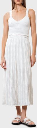 Moon River Crochet Midi Dress In Ivory