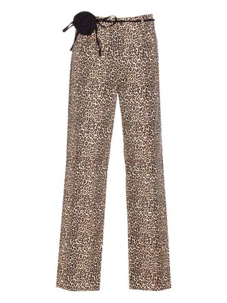 Liu Jo rose-detail leopard-print jeans - Brown
