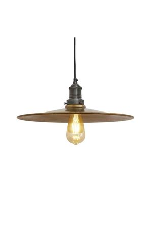 Industville Brooklyn Flat Pendant, 15 Inch, Brass, Pewter Holder in Bronze