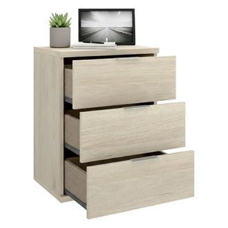 Dmora Mesita Sturgis, 3 Cajones, Un Estante, Patas Abs Antirruido Y Antirrayas, 34x42x57h Cm Roble Marr&oacute;n