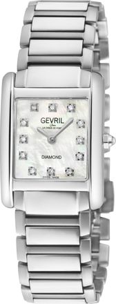 Gevril Group Womens Regina Swiss Diamond Watch, White MOP Dial, 316L SS Case, Stainless Steel Bracelet. - Silver - One Size