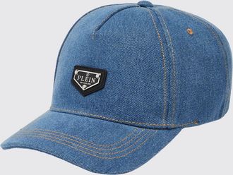 Philipp Plein Cappello da baseball in denim di cotone con logo applicato