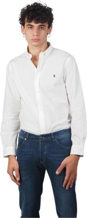 Ralph Lauren Overhemden, Heren, Wit, XL, Katoen, Slim-Fit Stretch Katoenen Shirt