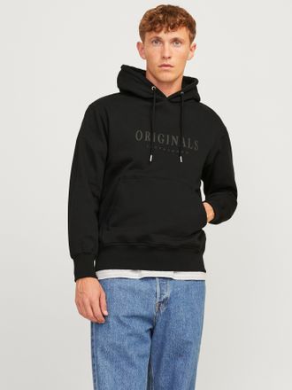 Jack & Jones Kapuzensweatshirt JACK & JONES JORFREDERIKSBERG SWEAT HOOD SN, Herren, Gr. M, schwarz, angeraute Sweatware, Obermaterial: 85% Baumwolle, 15% Polyester