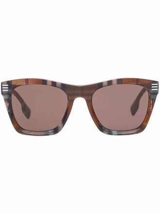 Burberry Sunglasses check-print frame sunglasses - men - Acetate - One Size - Brown