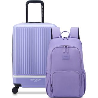 Florence By Mills 2 Piece Set - Spin Me Away Expandable 20 Carry-On Spinner & Fresh Start Backpack Set in Lavender at Nordstrom
