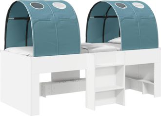 vidaXL Cama Con T&uacute;nel 3 Uds. Blanco Y Azul Claro Madera De Ingenier&iacute;a Vidaxl