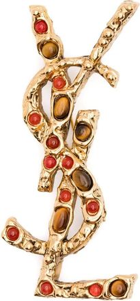 Saint Laurent Cassandre-logo brooch - Gold