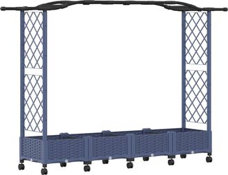 vidaXL Cama Elevada Con Trellis Y Techo Gris 207 X 40 X 129 Cm Pp Vidaxl