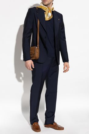 Versace Creased Trousers, Mens, Navy Blue