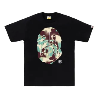 A Bathing Ape Map Camo Ape Head Shark T-Shirt Black Multicolor 1L30-110-023-BLKMLT