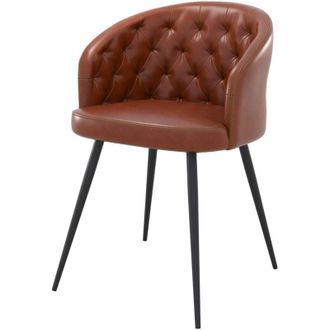 Rendez-Vous D&eacute;co Rendez-vous D&eacute;co - Silla De Cuero Marr&oacute;n Con Patas De Metal Negro - Anatole