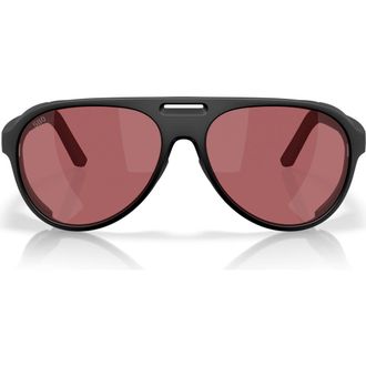 Costa 59mm Polarized Pilot Sunglasses in Matte Black /Rose 580G at Nordstrom