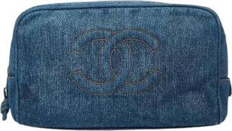 Chanel Pre-owned Clutches, female, Blue, Size: ONE SIZE Pre-owned Coco Mark Denim Clutch Bag