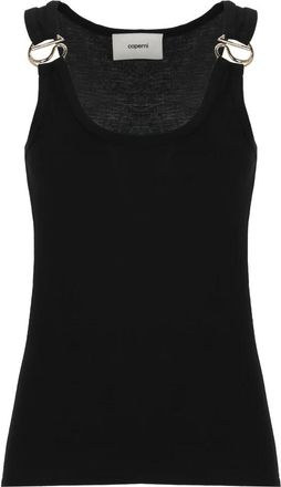 Coperni Tops, Dames, Zwart, XL, Katoen, Lichtgewicht Logo Tanktop