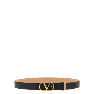 Valentino Garavani Accessoires, Dames, Zwart, 85 CM, Leer, VLogo Signature Reversible Riem