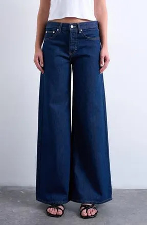 Topshop Horizon Wide Leg Jeans in Medium Blue at Nordstrom Rack, Size 32