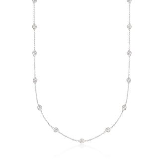 Ross-Simons Bezel-Set Diamond Station Necklace in 14kt White Gold